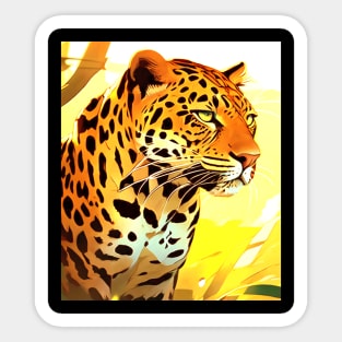 Leopard, Graphic Design With Wild Animals Sticker